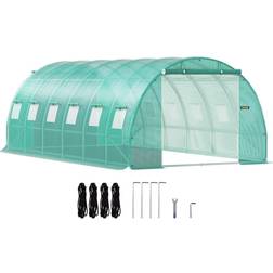 VEVOR Walk-in Tunnel Greenhouse 20 x 10 x 7 ft Portable Plant Hot House w/ Galvanized Steel Hoops, 3 Top Beams Diagonal Poles, 2 Puertas Marco de Acero Invernadero Caseta