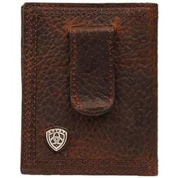 Ariat western mens money clip bifold canvas leather logo a3542044