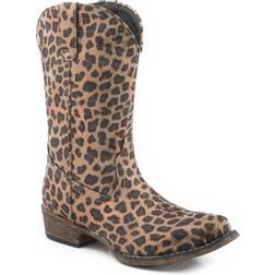 Roper Childs Riley Leopard Snip Toe Boots Tan