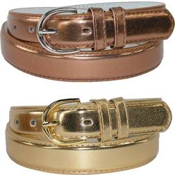 CTM women's leather metallic dress belt pack of colors