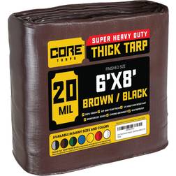 Core Tarps 6' x 8' Brown Black Extreme Heavy-Duty Weatherproof 20 Mil Poly Tarp with Reinforced Edges