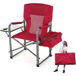 ARROWHEAD OUTDOOR Folding Directors Chair w/ Side Table & Integrated Cooler, Cup Holder, Storage Pouch, Breathable Mesh Back, Supports up to