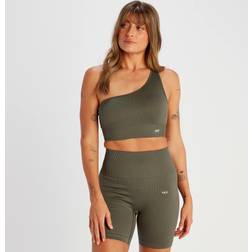 MP Women's Tempo Rib Seamless Asymetric Bra Taupe Green