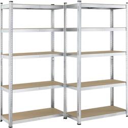 Juskys Basic Storage Rack Silver/Grey Shelving System 90x180cm 2pcs