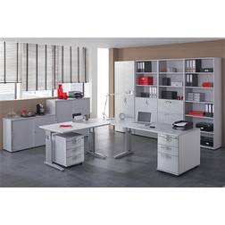 Hammerbacher Schreibtisch Teda H680-860xB800xT800mm Nussbaumdekor Writing Desk 80x80cm