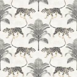 Tommy Bahama Tiger and Tree Coconut Vinyl Peel and Stick Wallpaper Roll Covers 30.75 sq. ft. White