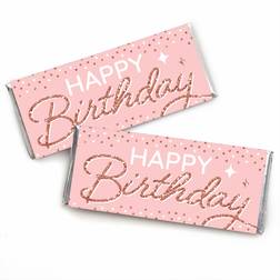 Pink Rose Gold Birthday Candy Bar Wrapper Happy Birthday Party Favors 24 Ct Pink Pink