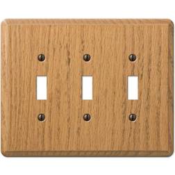 AMERELLE Contemporary 3 Gang Toggle Wood Wall Plate Light Oak