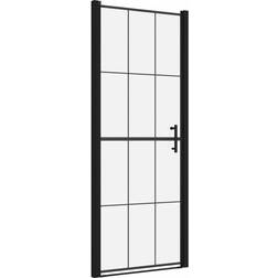 vidaXL Porta Per Doccia In Vetro Temperato 91x195 cm Nera 910x1950mm