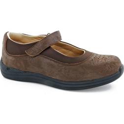 Wide Width Women's Rose Mary Jane Flat by Drew in Brown Foil Leather Size W