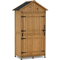 Mcombo Large Outdoor 3 8 W 2 6 D Solid Wood Vertical Tool Shed H (Building Area )