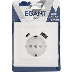 Socket Egant Fjord Stikkontakt m/Jord/USB-A/USB-C 16A/250V