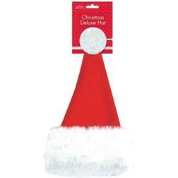 The Home Fusion Company Adult Kids Red Christmas Deluxe Santa Hat Cap Xmas Party Costume Dressing Up