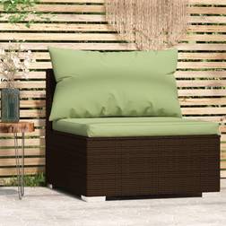 vidaXL Garten-Mittelsofa mit Kissen Braun Poly Rattan Modulsofa