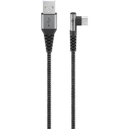 Goobay USB-A opladerkabel 60W tekstil vinklet stik