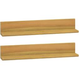 vidaXL 2x Solid Wood Teak Wall Shelf