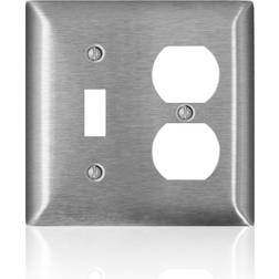 Leviton C-Series Satin Silver 2 gang Stainless Steel Duplex/Toggle Wall Plate 1 pk