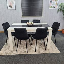 Kosy Koala Kitchen White/Black Dining Set 140x80cm 7pcs