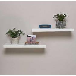 Greenhurst Floating White Wall Shelf 60cm 2pcs