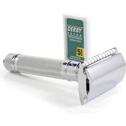 Edwin Jagger double edge safety razor, knurled, short handle, 5 blades