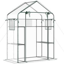 OutSunny Outdoor Walk-in Mini Greenhouse with Mesh Door Windows, Garden