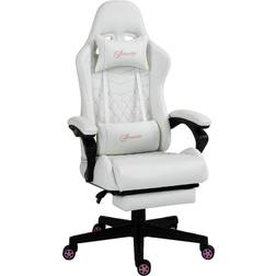 Vinsetto Racing Gaming Chair PVC Leather Gamer Recliner Home Office, White