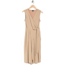 Nina Leonard Surplice Wrap Cropped Jumpsuit - New Camel