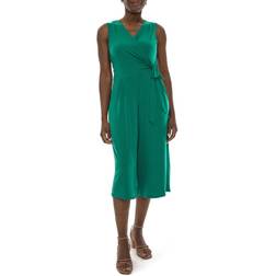 Nina Leonard Surplice Wrap Cropped Jumpsuit - Kelly Green