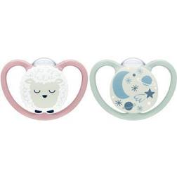 Nuk Space Night Silikon-Schnuller Rosa/Mint 6-18m