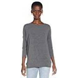 Only Damen Dünner Strickpullover 3/4 Langarm Rundhals Shirt Knitted Basic Stretch Sweater ONLGLAMOUR, Farben:Dunkelgrau, Größe:XL