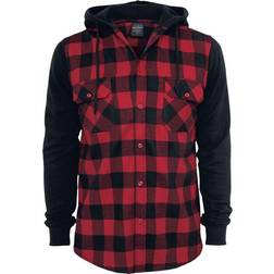 Urban Classics Hooded Checked Flanell - Black/Red