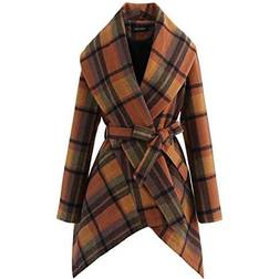 Chicwish Women's Turn Down Shawl Collar Wool Coat - Caramel