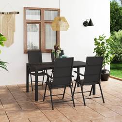vidaXL 5 Piece Garden Black Patio Dining Set, 1 Table incl. 4 Chairs