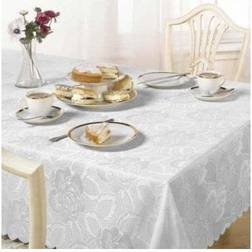Coopers of Stortford & Sons Damask Rose X Tablecloth Green, Beige, Pink, White