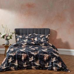 Edinburgh Weavers EW Flyway Elegant Ink Sateen Duvet Cover Beige, Blue (200x200cm)