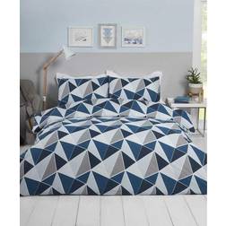 my home Triangular Geometric Patterened Leo Duvet Cover Grey, Blue