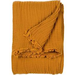 Lark Crinkle Cotton Fringed Blankets Brown