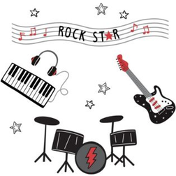 Lambs & Ivy Rock Star Musical Instruments Wall Decals/Stickers Drums/Guitar