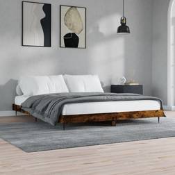 vidaXL Sengeramme Uten Madrass Røkt Eik 200x200 cm Sängram