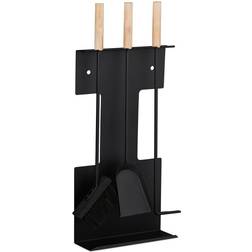 Relaxdays Modern Fireplace Set 4-Piece Black