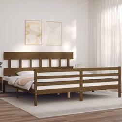 vidaXL Bed Frame with Headboard Honey