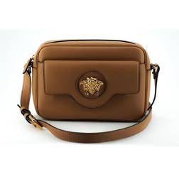Versace Leather Camera Shoulder Bag - Brown