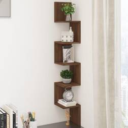 vidaXL brown oak Corner Engineered Wall Shelf