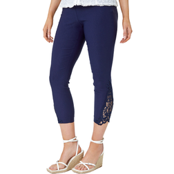 Roman Lace Insert Crop Stretch Trousers - Navy