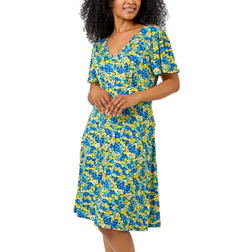 Roman Petite Floral Print Stretch Jersey Dress - Blue