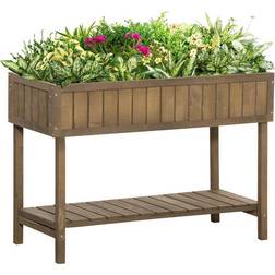 OutSunny Wooden Herb Planter Stand 8 Cubes Bottom Shelf Raised