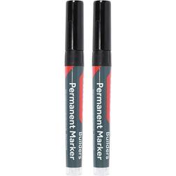 Timco Builders Permanent Markers Twin Pack Fine Tip Black Fine Tip