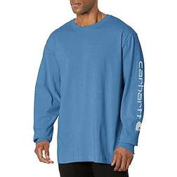 Carhartt Loose Fit Heavyweight Long Sleeve Logo Sleeve Graphic T-shirt - Blue Lagoon Heather