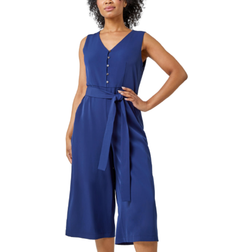 Roman Petite Wide Leg Culotte Jumpsuit - Navy