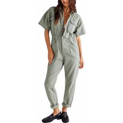 Free People Marci Coverall Jumpsuit - Washed Army